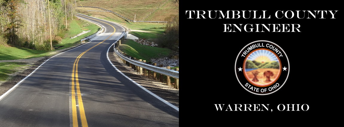 Header with image of highway introducing the Trumbull County Engineer website.